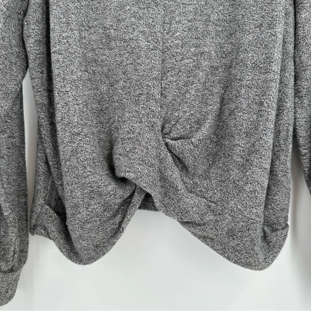 CONVERSE Girl’s Gray Soft Front-Tied Long Sleeve Hoodie Mixed Print Logo Size XL